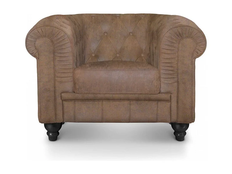 Fauteuil Design "Chesterfield" 110cm Tissu Vintage