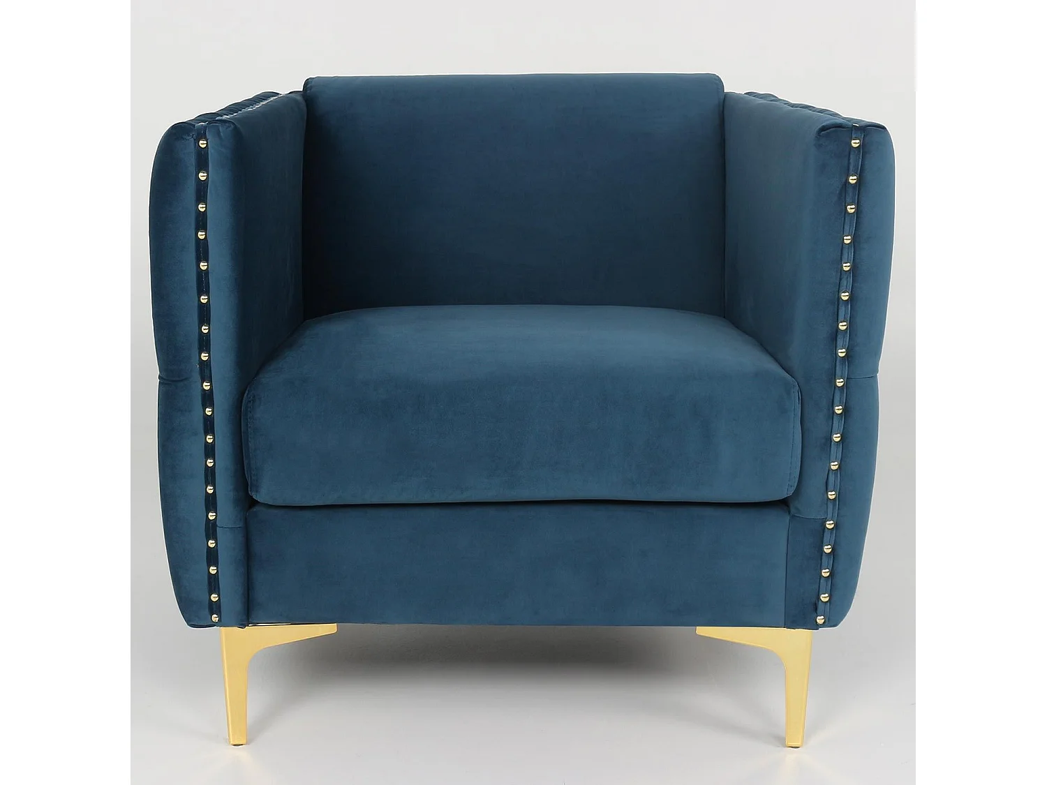 Fauteuil Design en Velours "Suez" 83cm Bleu