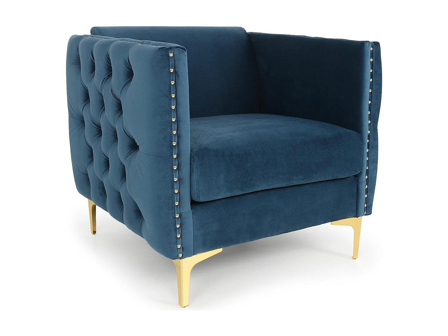 Fauteuil Design en Velours "Suez" 83cm Bleu