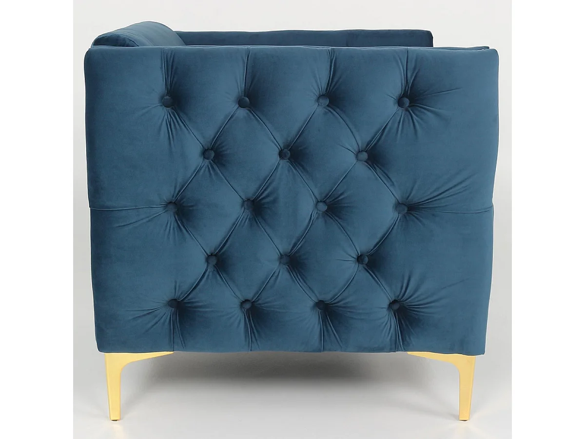 Fauteuil Design en Velours "Suez" 83cm Bleu