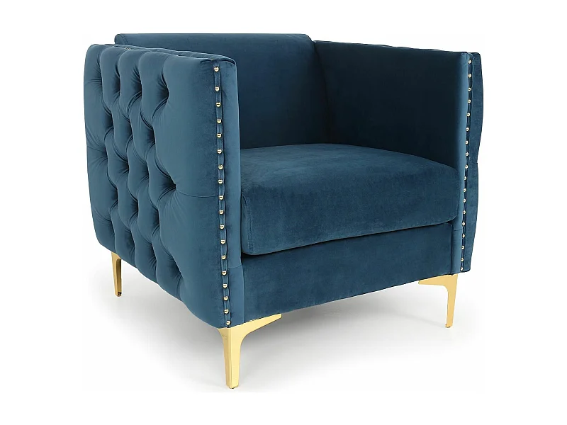 Fauteuil Design en Velours "Suez" 83cm Bleu