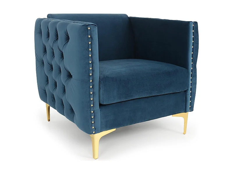 Fauteuil Design en Velours "Suez" 83cm Bleu