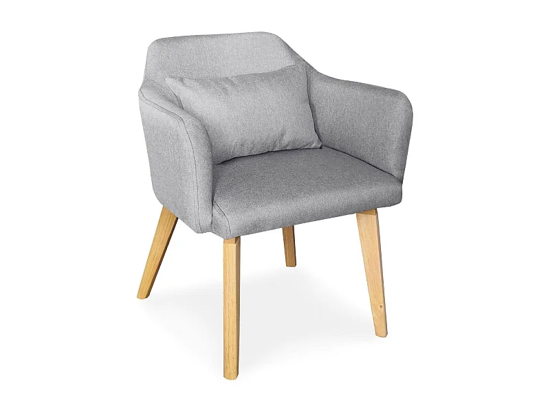 Fauteuil Scandinave en Tissu "Nari" 70cm Gris Clair