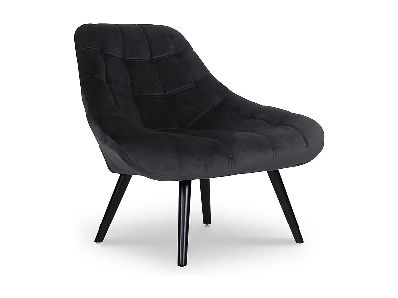Fauteuil Scandinave en Velours "Johan" 102cm Noir