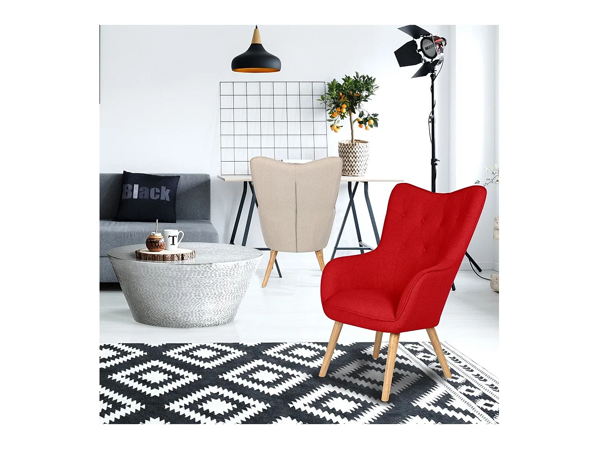Fauteuil Scandinave "Aimee" 67cm Rouge
