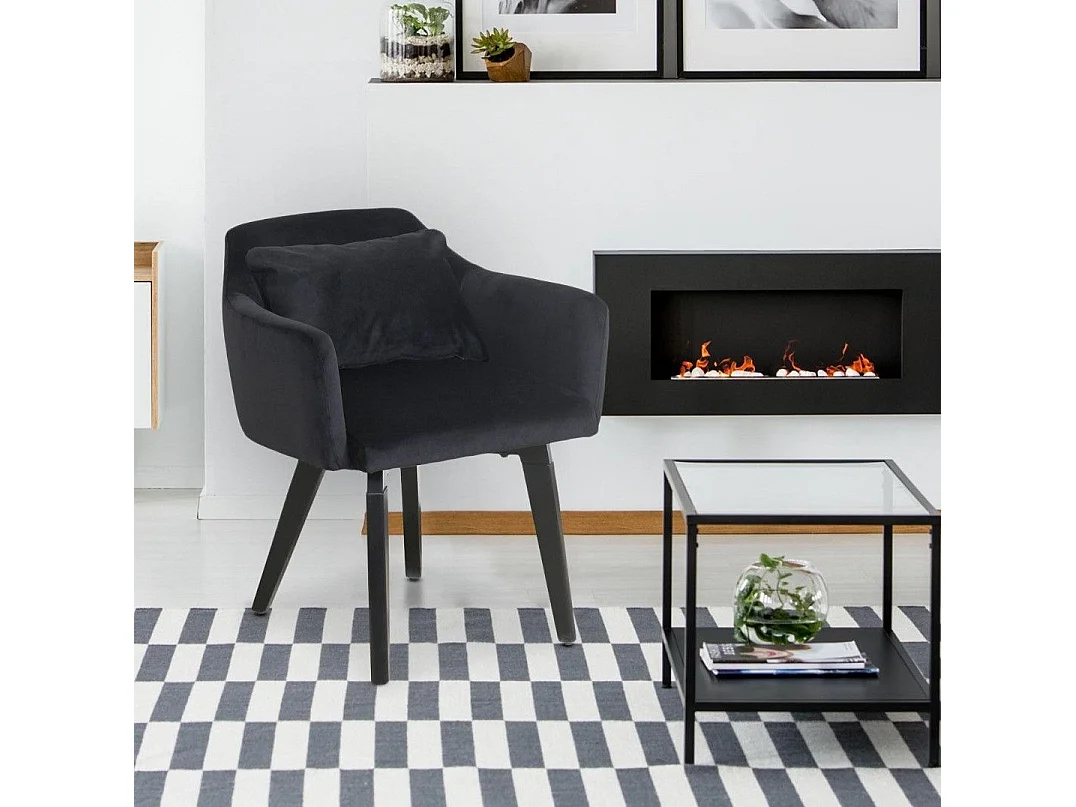 Fauteuil Scandinave Velours "Scanda" 70cm Noir
