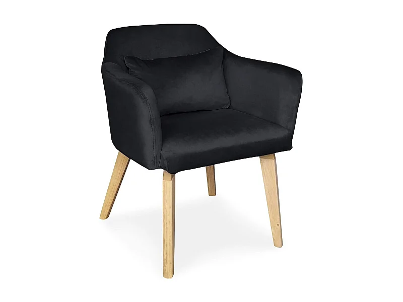 Fauteuil Scandinave Velours "Scanda" 70cm Noir