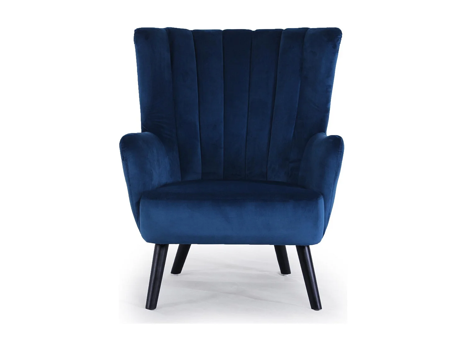 Poltrona scandinava Vidal in velluto blu