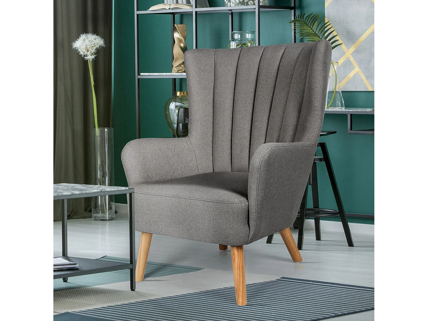 Fauteuil Scandinave "Jay" 94cm Gris