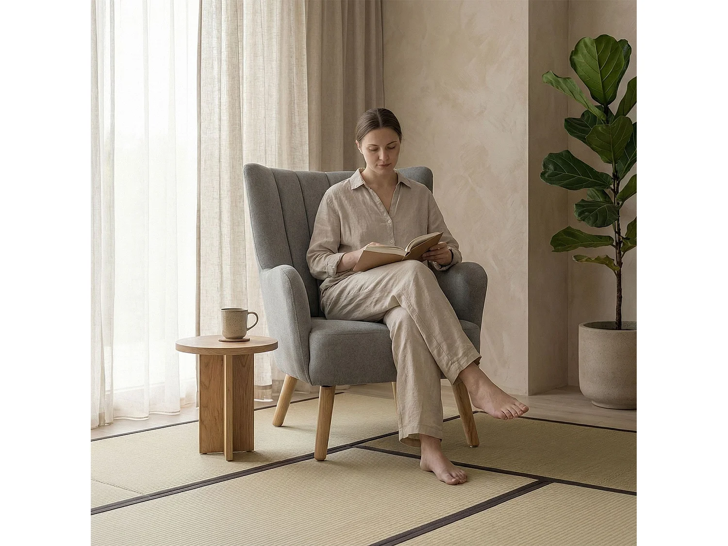 Fauteuil Scandinave "Jay" 94cm Gris