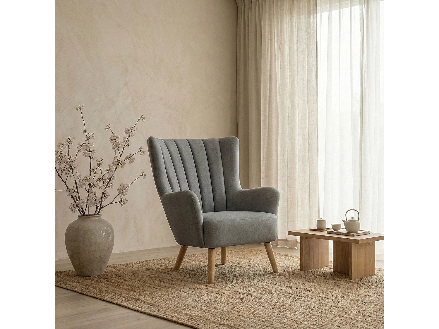Fauteuil Scandinave "Jay" 94cm Gris