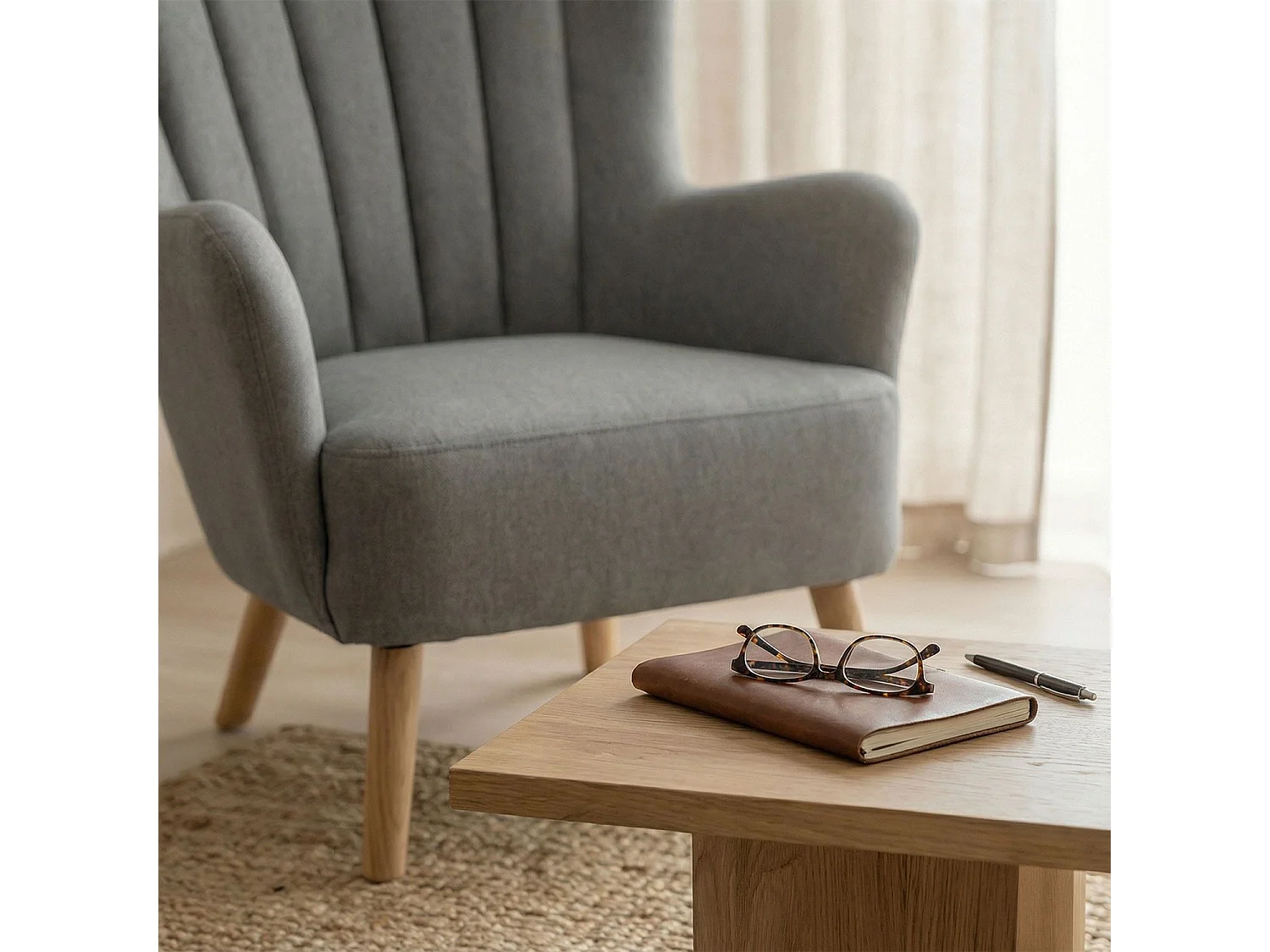 Fauteuil Scandinave "Jay" 94cm Gris
