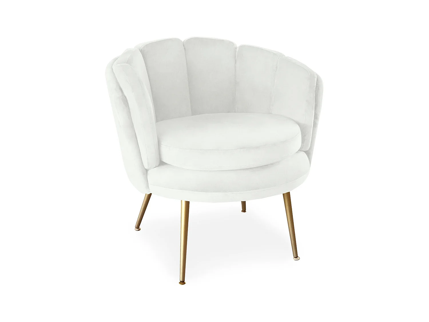 Fauteuil Arrondi en Velours "Dabren" 80cm Blanc
