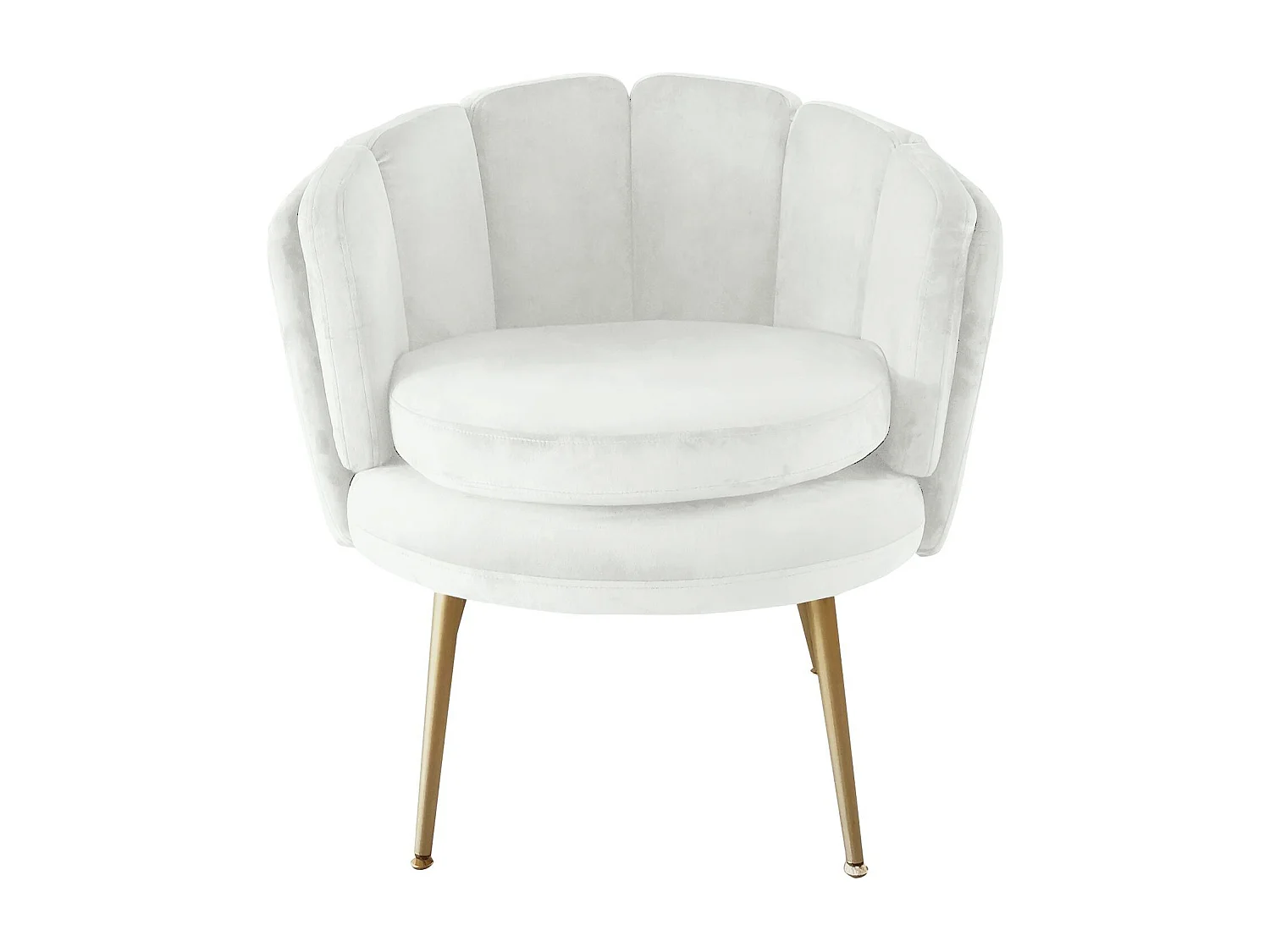 Fauteuil Arrondi en Velours "Dabren" 80cm Blanc
