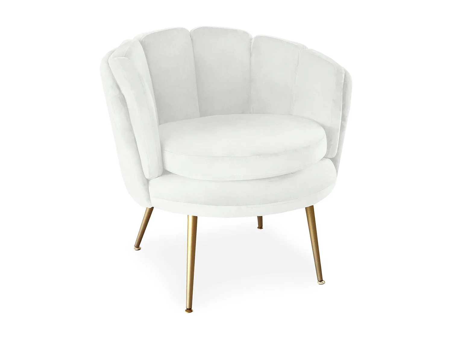 Runder Samt Sessel "Brenda" Weiß 80cm Modern und Bequem