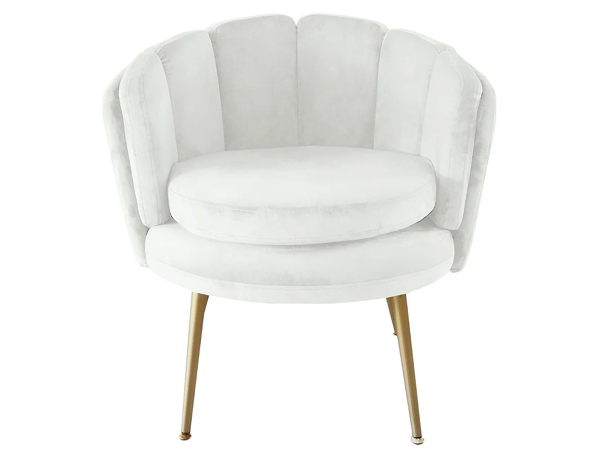 Fauteuil Arrondi en Velours "Dabren" 80cm Blanc