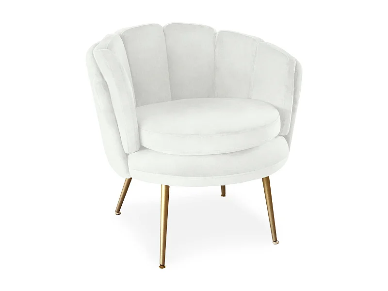 Runder Samt Sessel "Brenda" Weiß 80cm Modern und Bequem