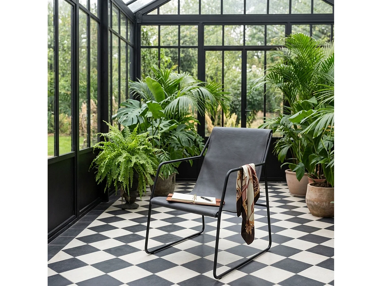 Fauteuil Design en Métal "Lysio" 88cm Gris & Noir