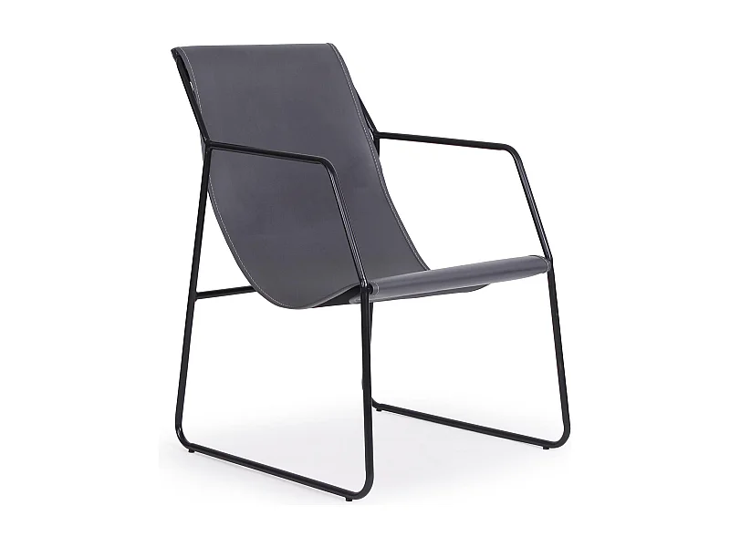Fauteuil Design en Métal "Lysio" 88cm Gris & Noir