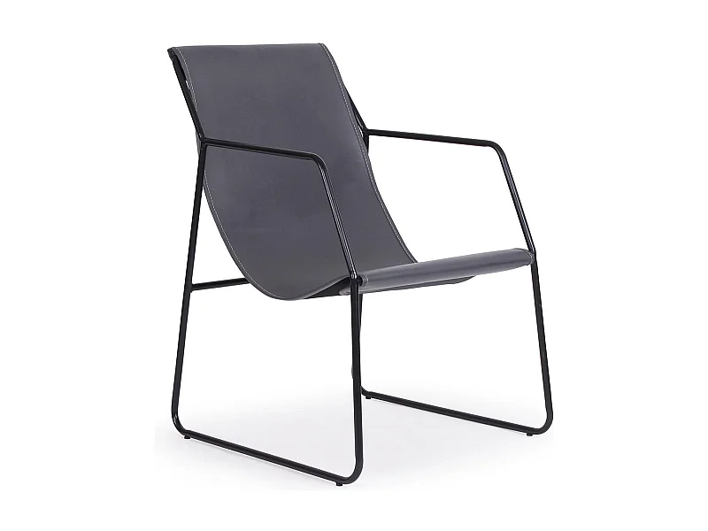 Fauteuil Design en Métal "Lysio" 88cm Gris & Noir