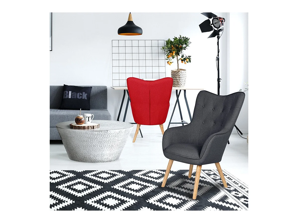 Fauteuil Scandinave "Aimee" 67cm Gris Foncé