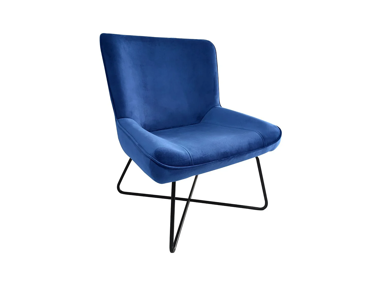 Fauteuil + pouf Georgie Velours Bleu