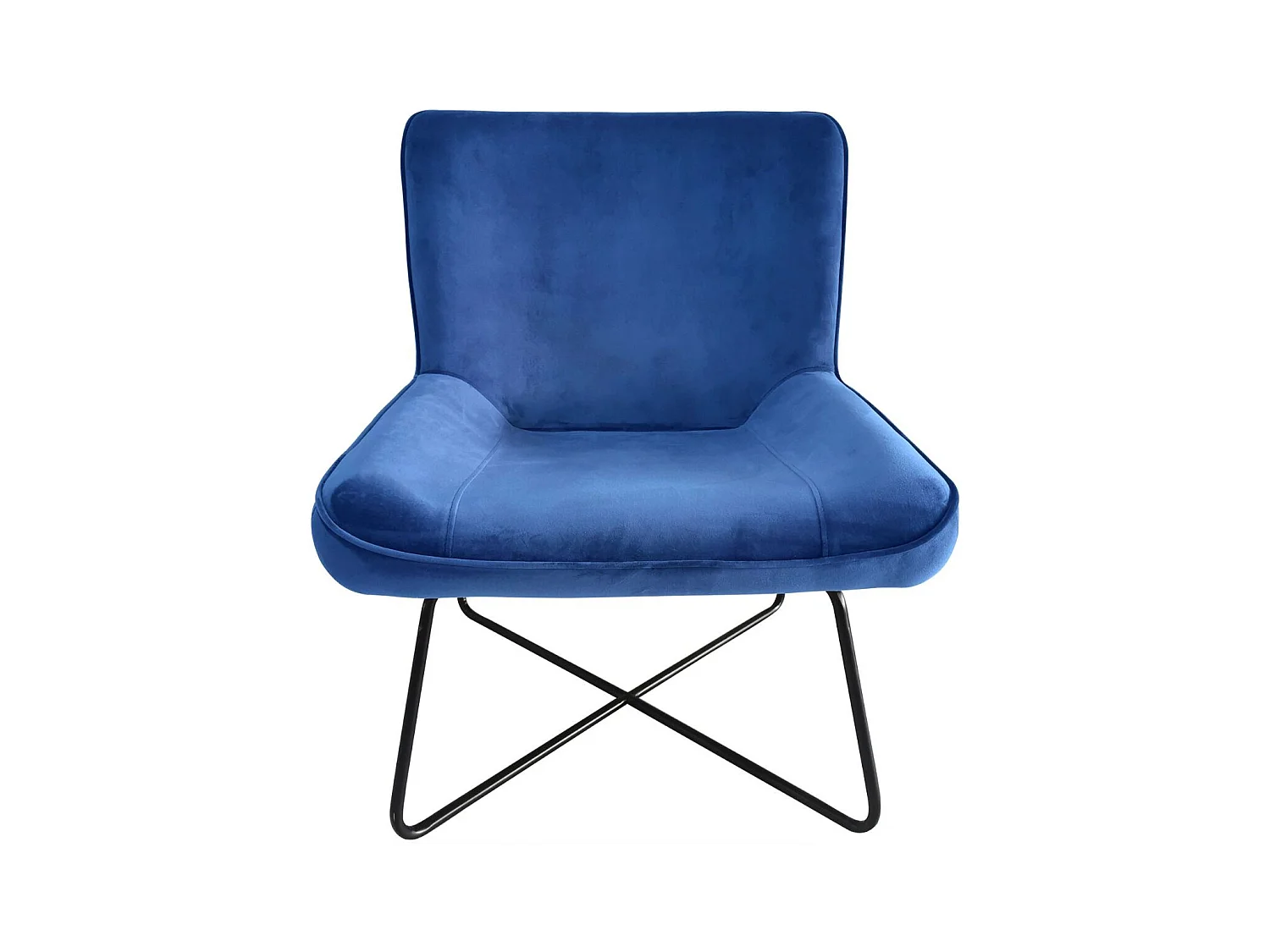 Fauteuil + pouf Georgie Velours Bleu