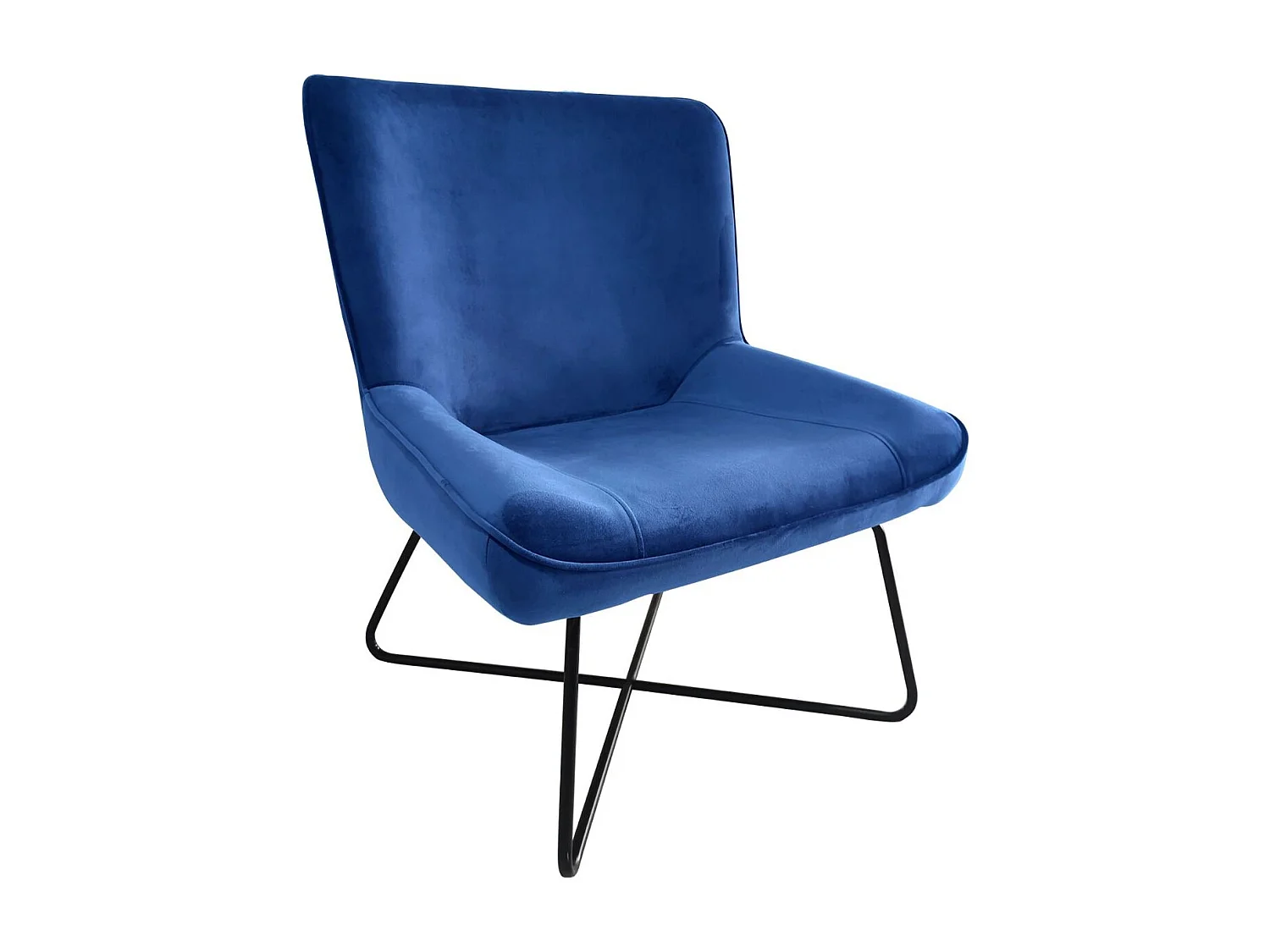 Fauteuil + pouf Georgie Velours Bleu