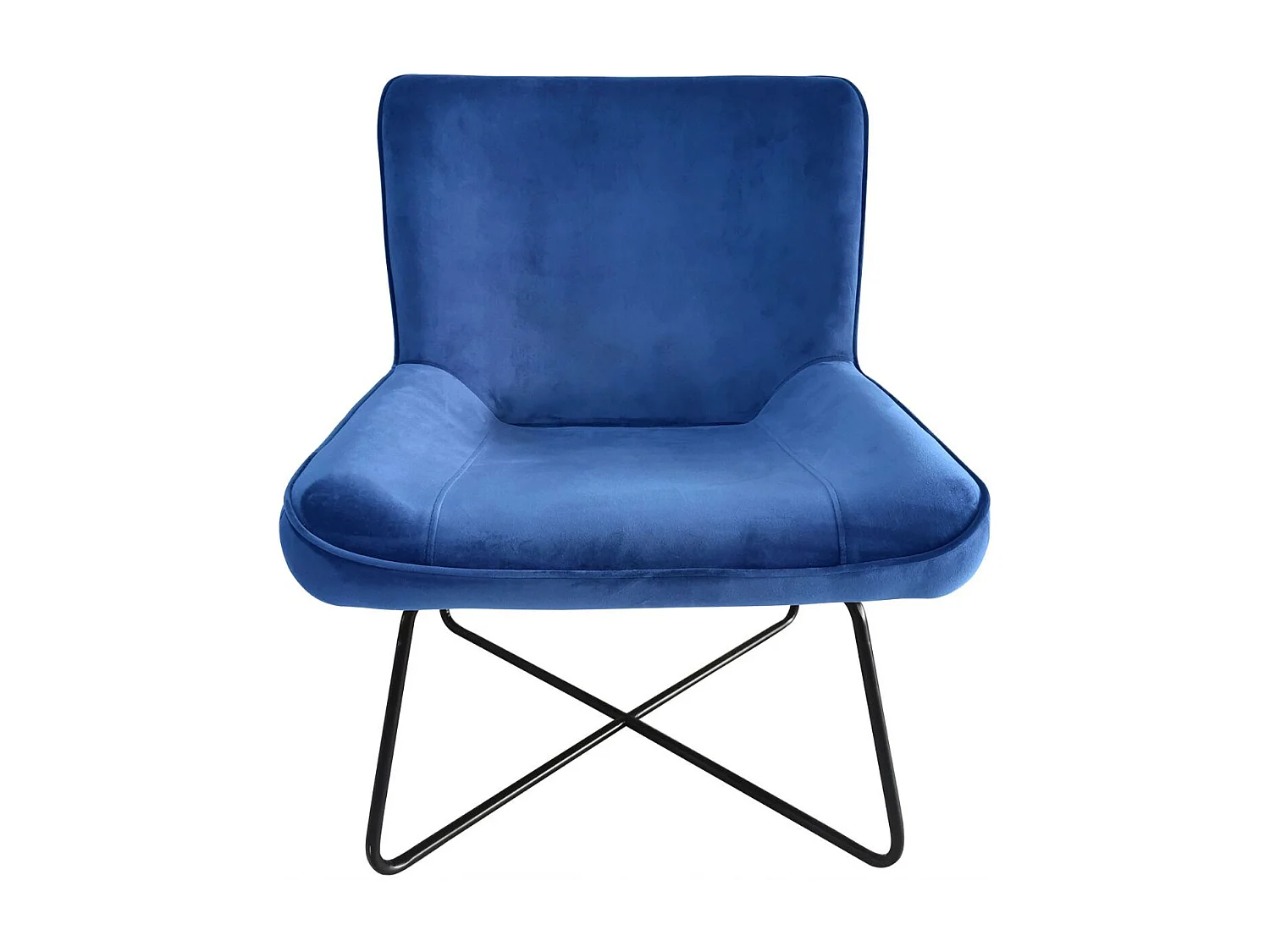 Fauteuil + pouf Georgie Velours Bleu