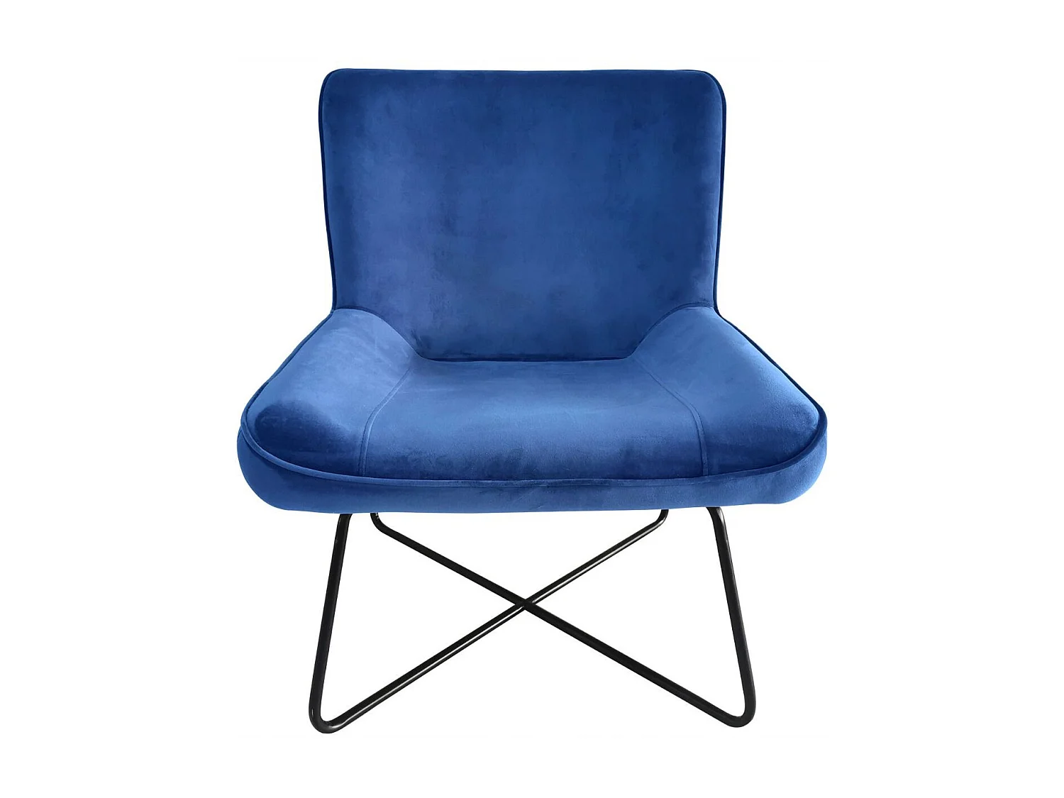 Fauteuil + pouf Georgie Velours Bleu