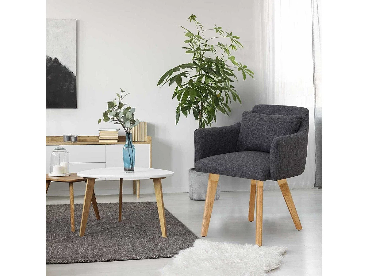 Fauteuil Scandinave "Alan" 70cm Gris Foncé