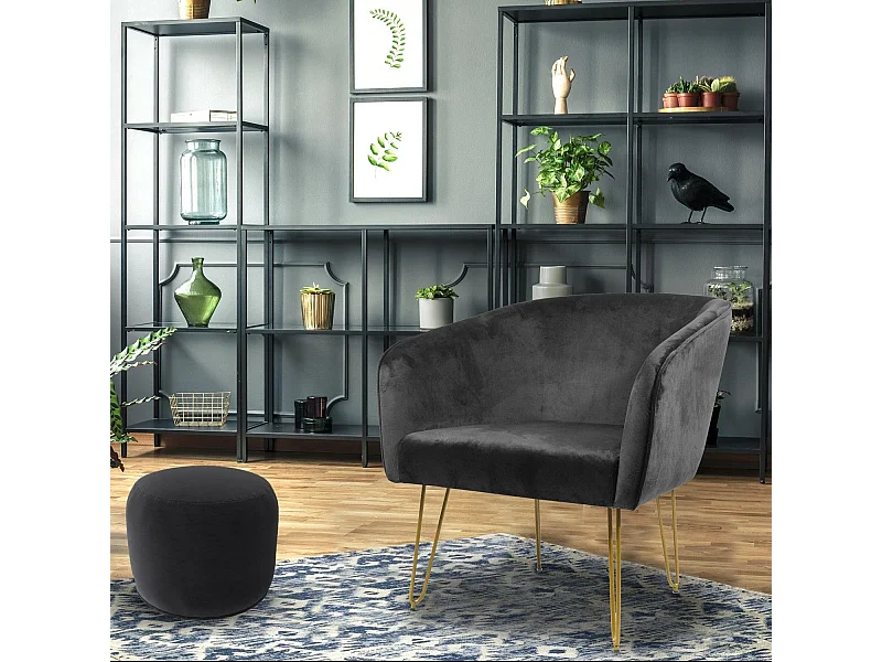 Fauteuil Terano Velours Noir