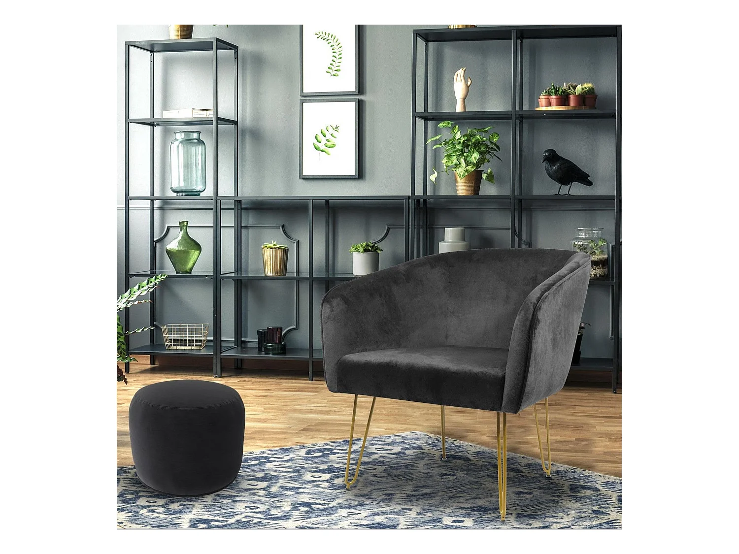 Fauteuil Terano Velours Noir