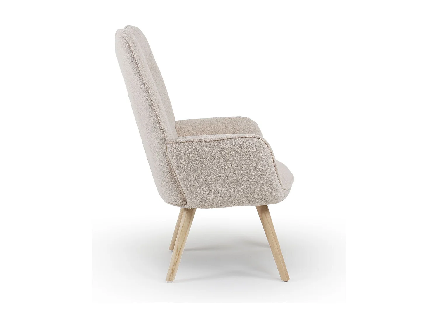 Fauteuil Scandinave en Bouclette Lainée "Carla" 100cm Crème
