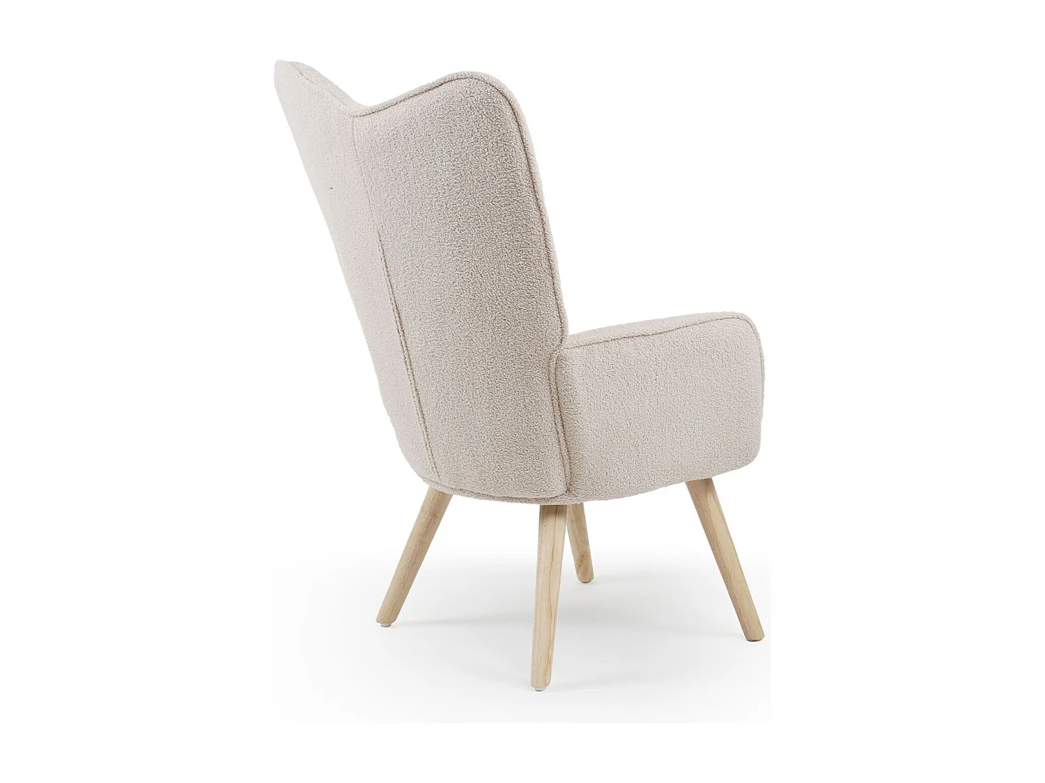 Fauteuil Scandinave en Bouclette Lainée "Carla" 100cm Crème