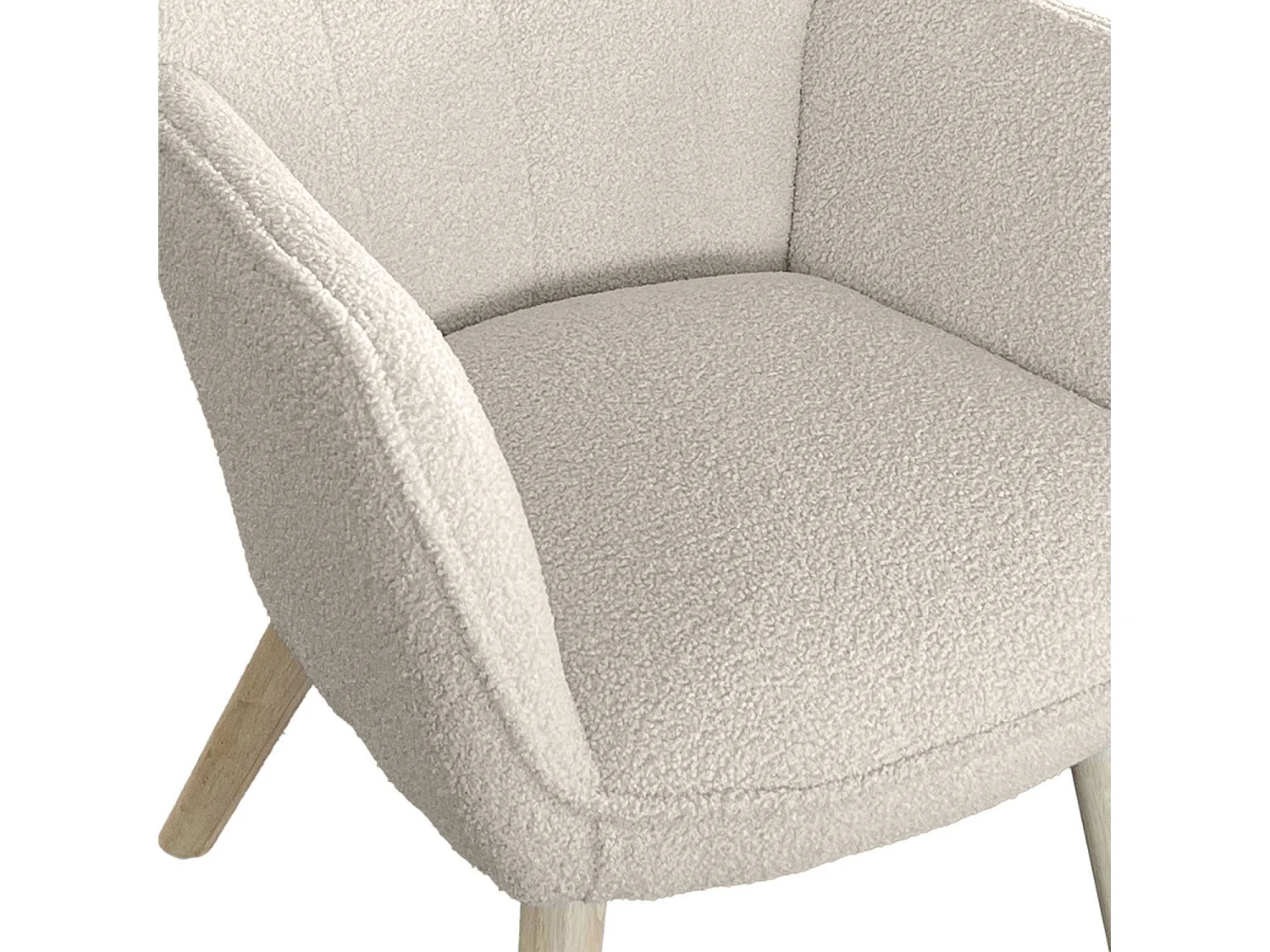 Fauteuil Scandinave en Bouclette Lainée "Carla" 100cm Crème