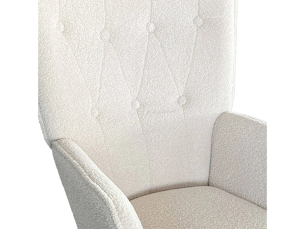 Fauteuil Scandinave en Bouclette Lainée "Carla" 100cm Crème