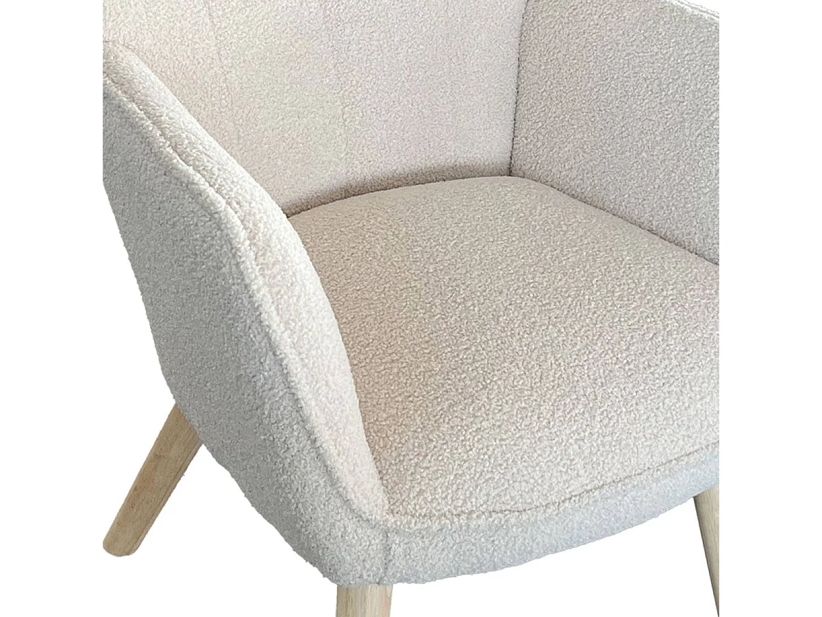 Fauteuil Scandinave en Bouclette Lainée "Carla" 100cm Crème