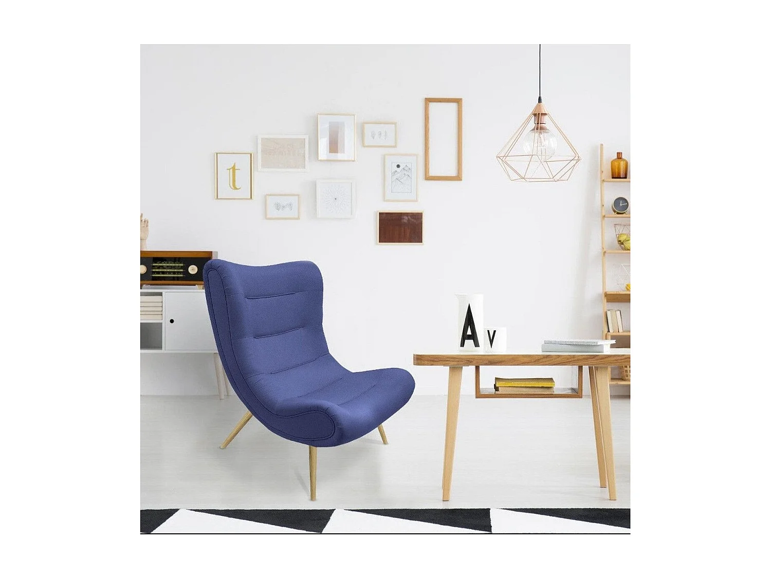 Fauteuil scandinave Romilly Tissu Bleu