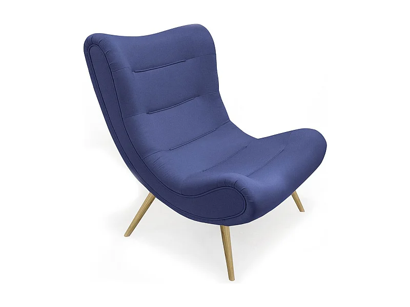Fauteuil Scandinave en Tissu "Roman" 95cm Bleu