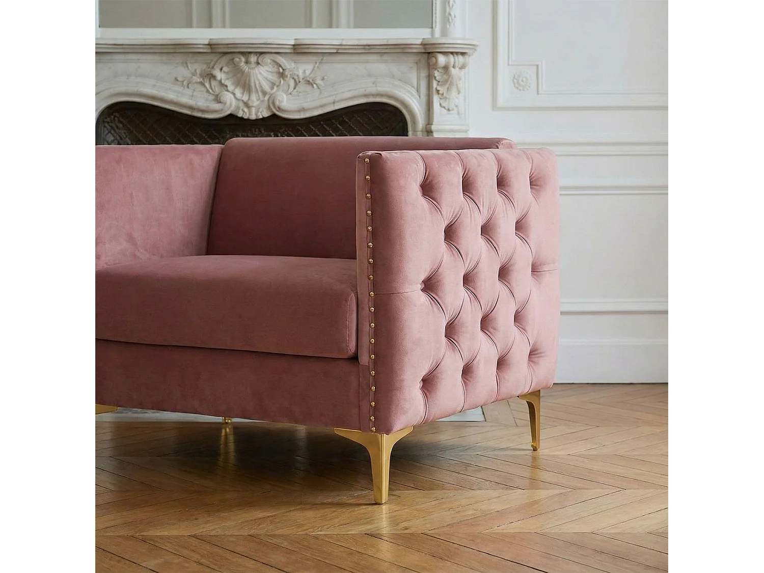 Fauteuil Design en Velours "Suez" 83cm Rose