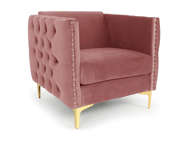 Fauteuil Design en Velours "Suez" 83cm Rose