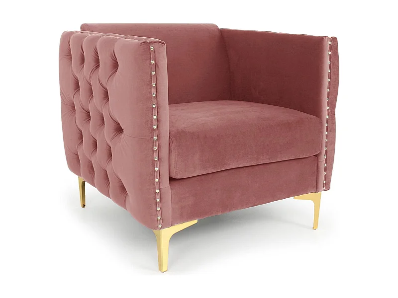 Fauteuil Design en Velours "Suez" 83cm Rose