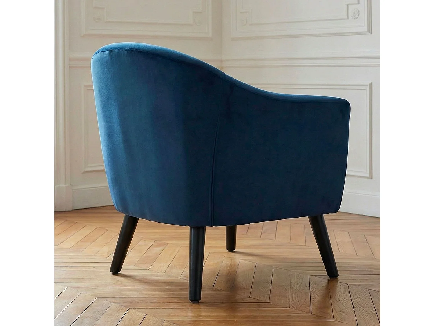 Fauteuil Scandinave Velours "Lopy" 79cm Bleu