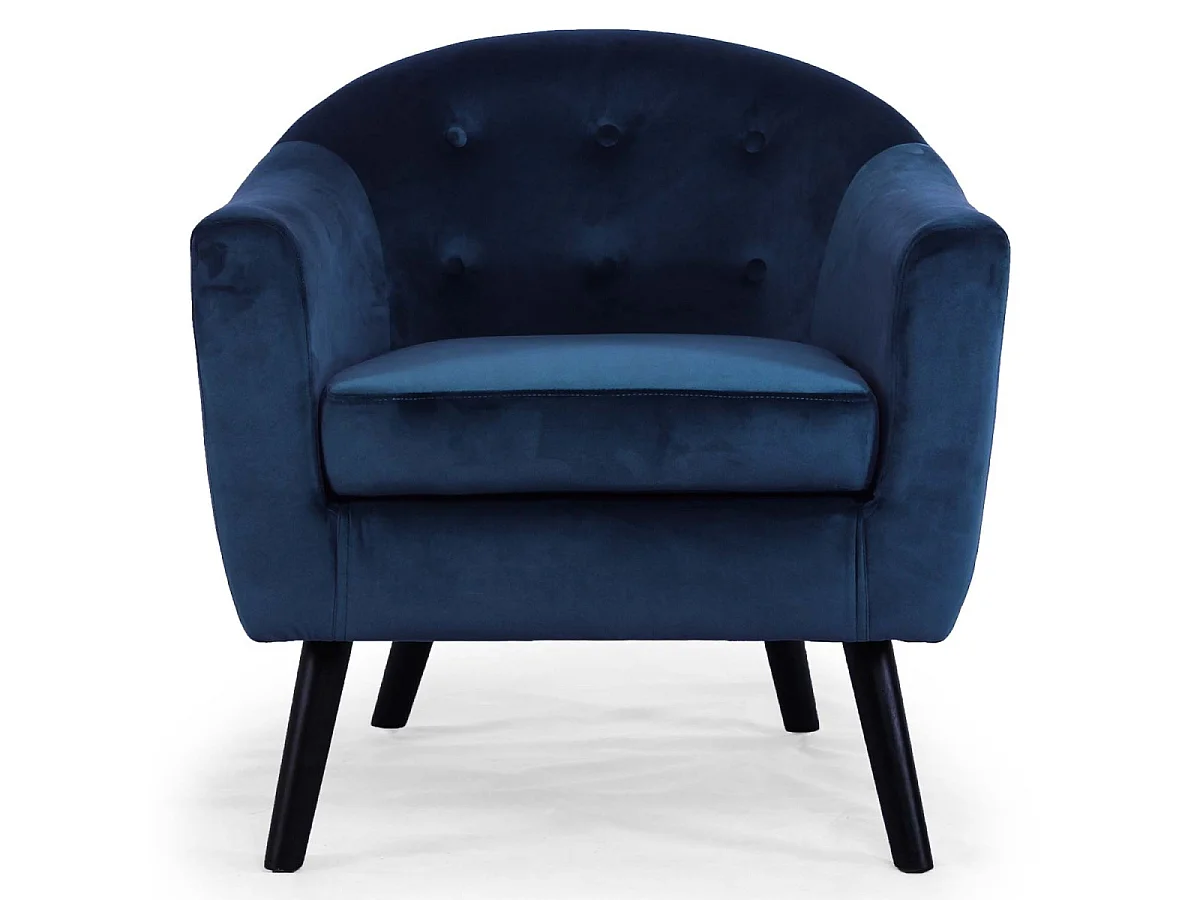 Fauteuil Scandinave Velours "Lopy" 79cm Bleu