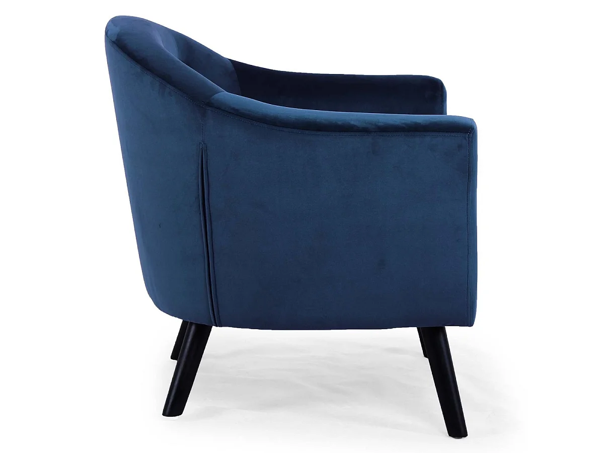 Fauteuil Scandinave Velours "Lopy" 79cm Bleu