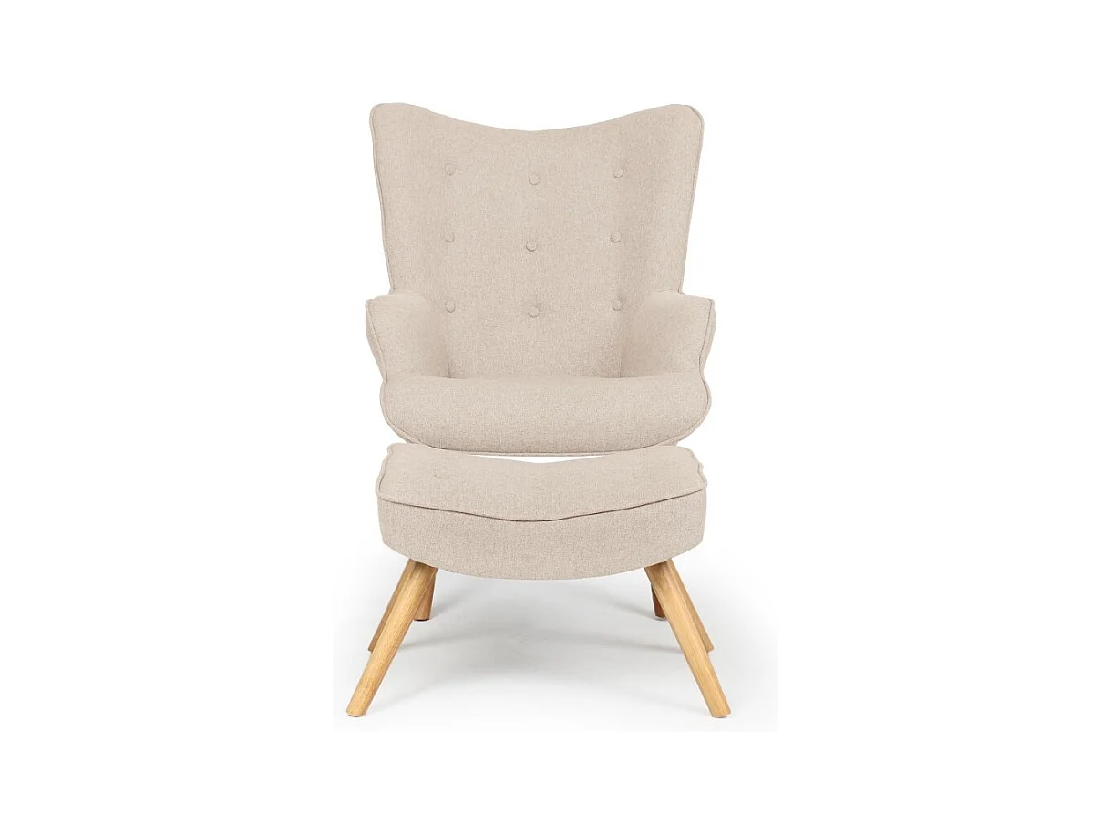 Poltrona scandinava + poggia piedi Lylou in tessuto beige