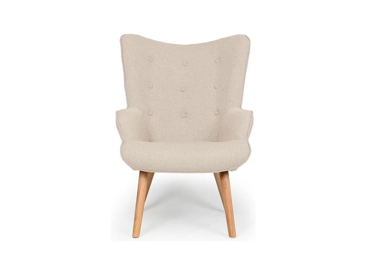 Poltrona scandinava + poggia piedi Lylou in tessuto beige