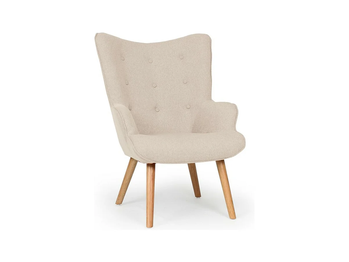 Poltrona scandinava + poggia piedi Lylou in tessuto beige
