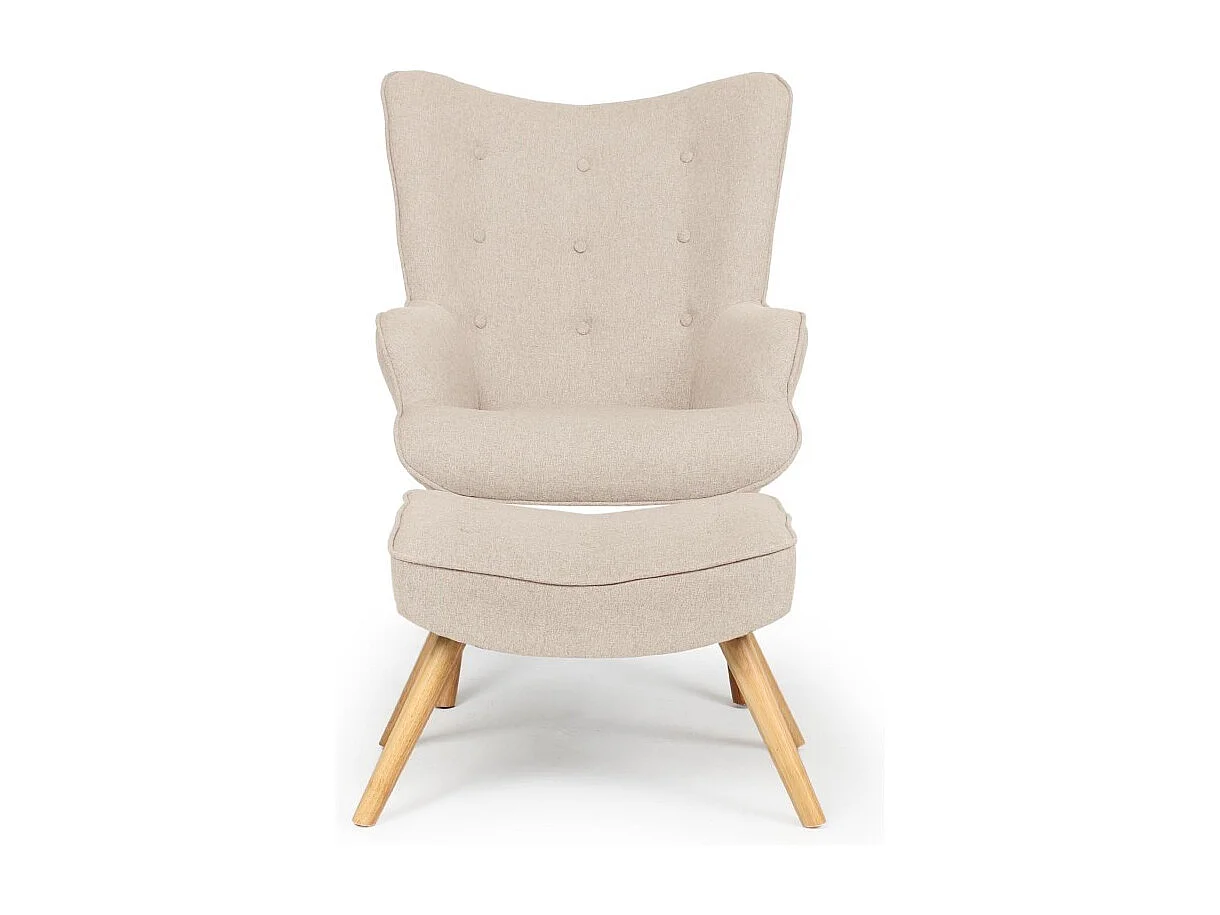 Fauteuil & Pouf Scandinave "Orle" 98cm Beige